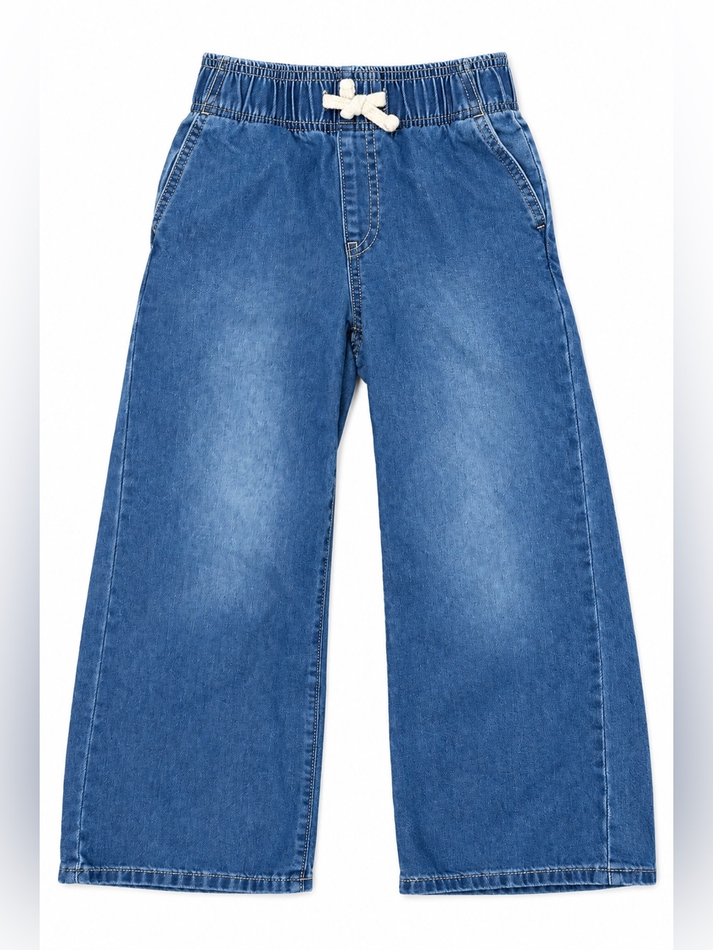 Old Navy Girls High-Rise Baggy Jeans Size S 6-7 Medium Wash Pull-On